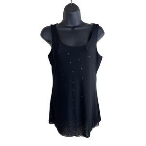 Charlotte Russe Top Women Size M Sleeveless Tank Solid Black Sheer Lined Sequin